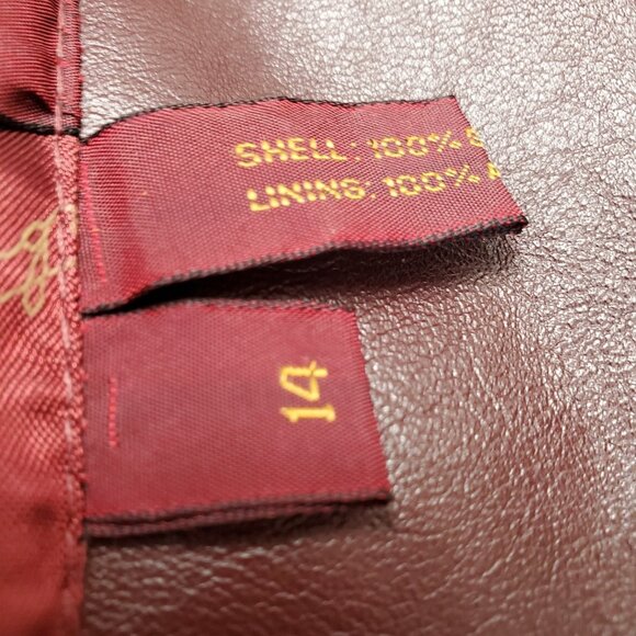 Vintage Etienne Aigner Burgundy Oxblood Genuine Leather Jacket Blazer Size 14 - Picture 8 of 16